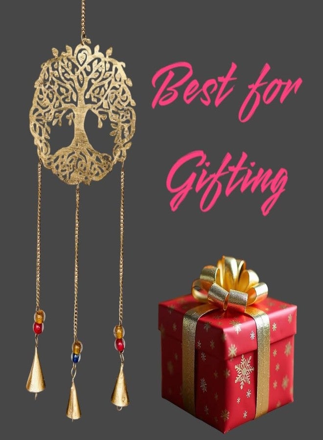 WARMINGO DE جرس رياح معدني من WARMINGO DE للمنزل والحديقة والشرفة وكهدية | جرس رياح على شكل شجرة، قطعة ديكور معلقة على الحائط | جرس معلق وفقًا لمبادئ فنغ شوي وفاستو | تصميم عتيق (شجرة صغيرة عتيقة) - Image 5